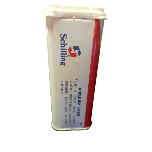 Vintage Schilling Whole Bay Leaves Laurel Seasoning Spice Container Estate Find - Picture 4 of 6